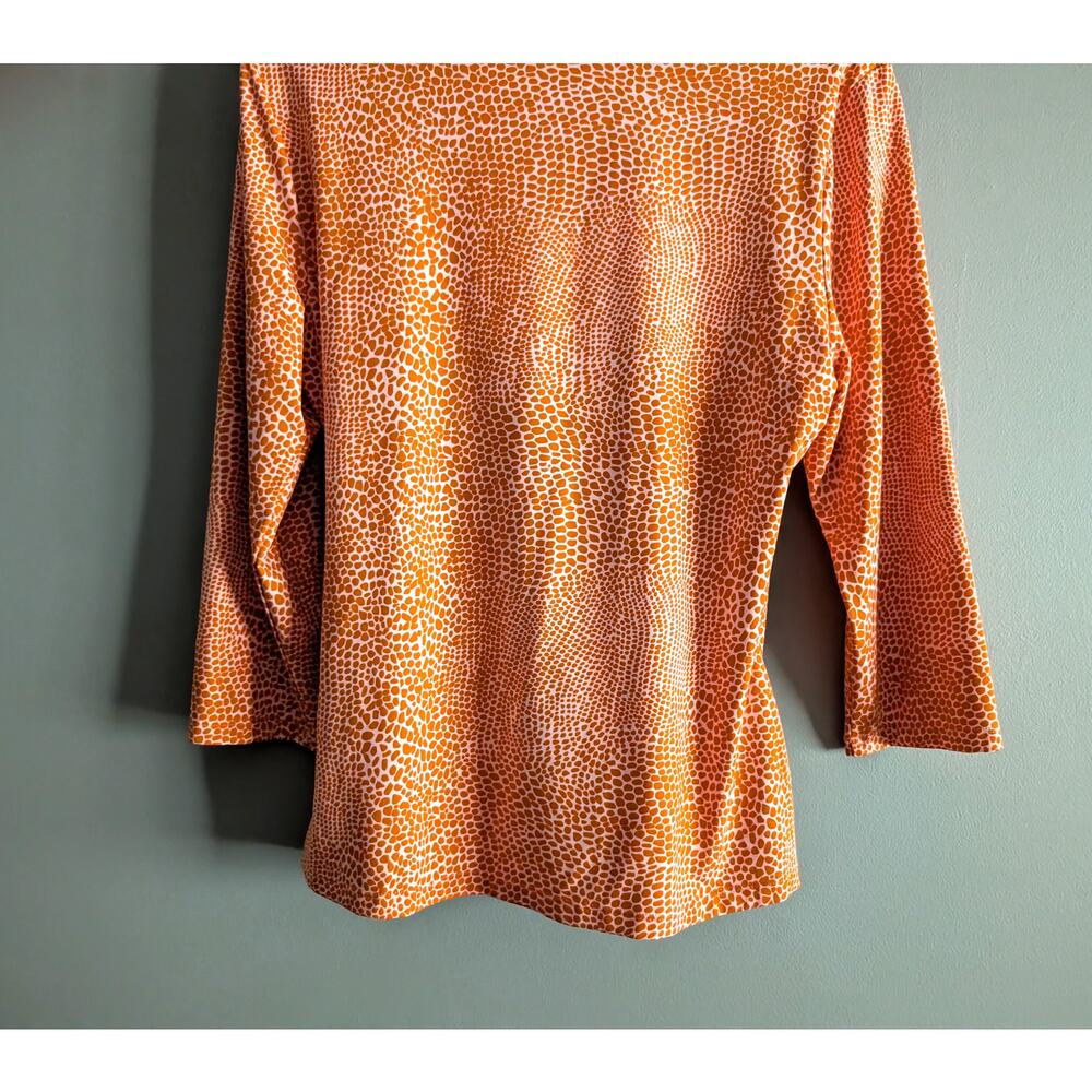 J. McLaughlin Catalina Cloth Faux Wrap Top XL Orange Pink Animal Print - Picture 14 of 14